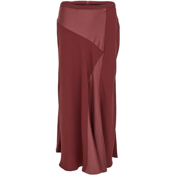 NWT DKNY Mixed Media Midi Skirt Burgundy Size 12 - Picture 1 of 5